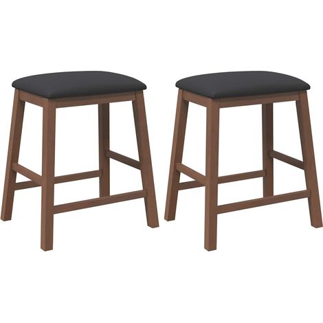 chaises de bar avec coussins 2 pcs Tabouret de bar marron bois massif d'hévéa (1/5)