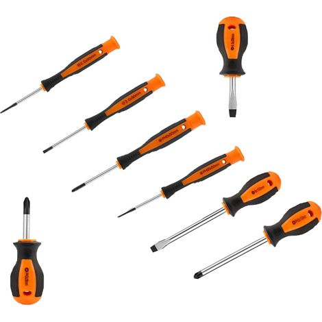 Cacciavite Croce Taglio Set 8pz Giraviti Punte Magnetiche Manico Ergonomico (1/5)