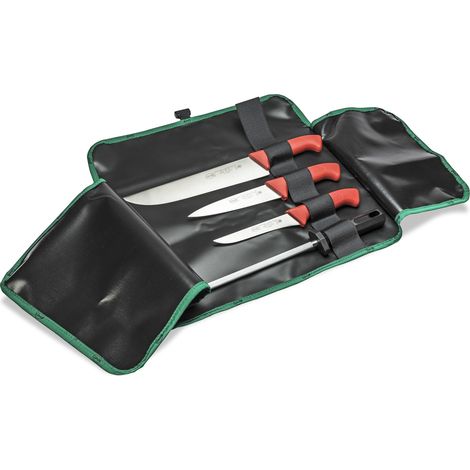 Set di Coltelli per Macello 4 Pezzi Manico Antiscivolo Sanelli Skin Rosso