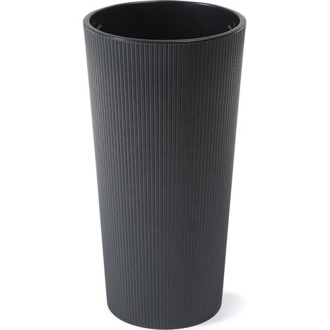 Pflanzgefäß LOCON STRIPE anthrazit Streifenoptik, 25 cm Kunststoff, 25,5 x 25,5 x 46,6 cm (1/4)