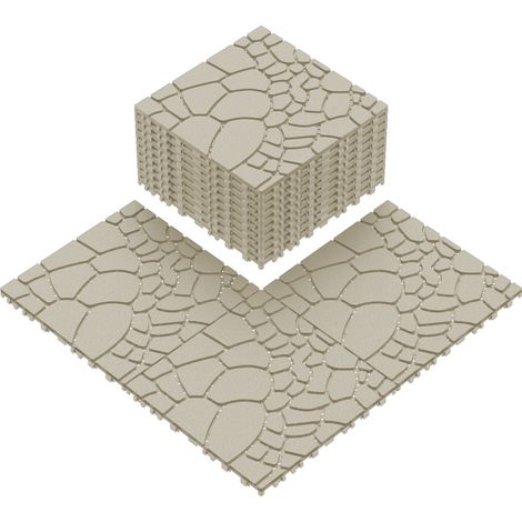 44 dalles clipsables extérieures effet pierre 30,5 x 30,5 cm PP beige (1/5)