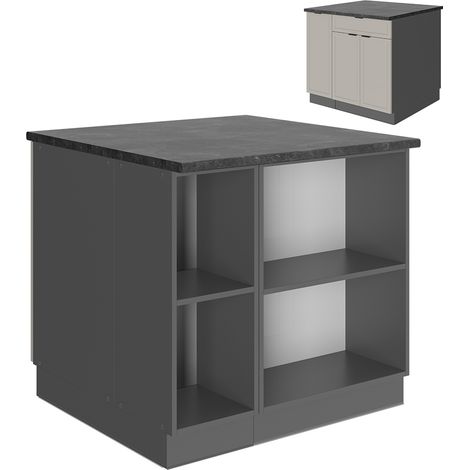 Isola cucina Fame-Line, GrigioBeige, 90 cm con cassetto, senza piano di lavoro, Vicco