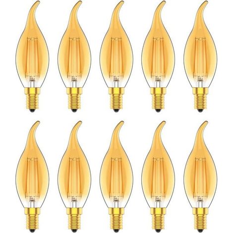 E14 LED-Kerzenbirne, dimmbar, Edison-Glühbirne, 4 W (entspricht 30 W), 220–240 V, warmgelbes, türkisfarbenes Licht, 10er-Packung (1/4)