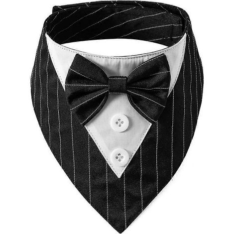 Niedliches, verstellbares Katzen-Fliegenhalsband, große schwarz gestreifte Anzugschleife, Größe L, elegantes Katzenaccessoire.