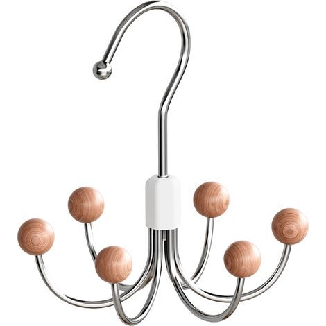 Lntyq Des Cintres D'économie D'espace Polyvalent pour Le Placard, 360 ° de Placard Pivotant, Organisateur de Bourse, Porte-Chapeau, Organisateur de Ceinture, Rack de Cravate, Support de Soutien (Bois) (1/5)