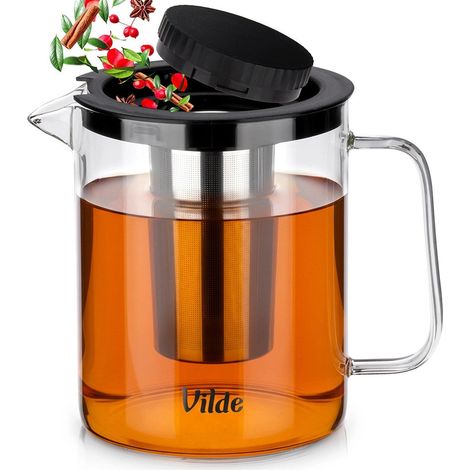 Teekanne mit Teesieb, Borosilikatglas, 1,5 l (1/5)