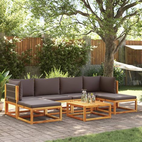 7-tlg. Gartensofa-Set mit Kissen Holz Akazie & Seil (1/5)