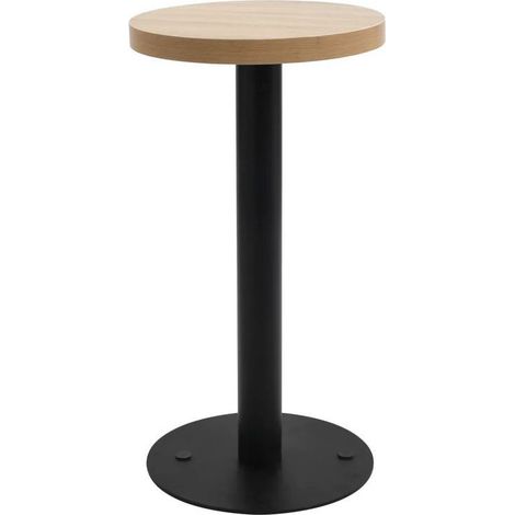 Table de bar ronde bois clair et pieds métal noir Beth D 40 cm (1/5)