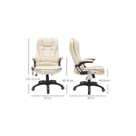 Fauteuil de massage de bureau beige en similicuir pivotant avec massage 6 points et fonction chauffante pour bureau et salon (1/5)