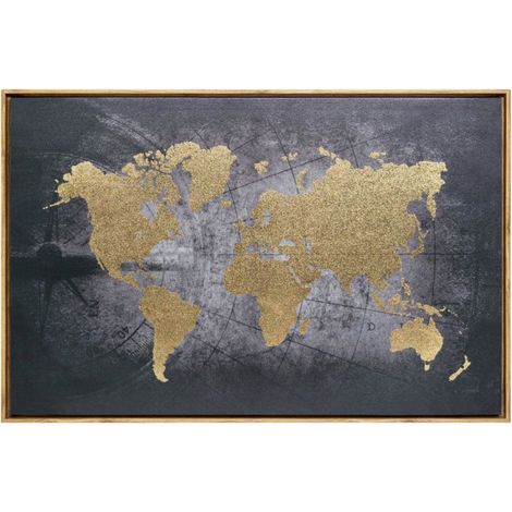 Toile Imprimée "Monde" 58x88cm Noir & Or (1/2)