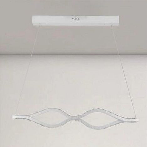 TrAdE Shop Traesio - Lampadario A Sospensione Led 58 W Onda Infinito Cristallo Ondulato Bianco 32125 - (1/3)