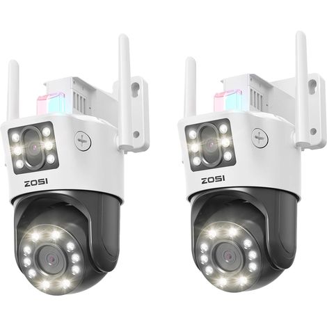 Caméra de sécurité, 8MP à double objectif, suivi de mouvement à 360°, C298 Max(2 PACK) (1/2)