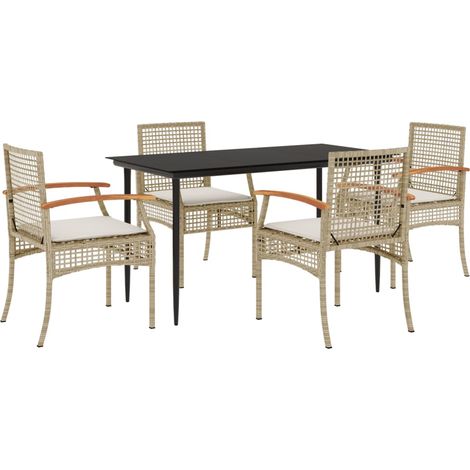 Cuscini da seduta - vidaXL Set da Pranzo da Giardino 5 pz con Cuscini Beige in Polyrattan - Rattan pe (1/5)