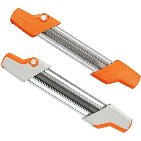 Soporte para limas de cadena de motosierra 2 en 1 para cadena de motosierra de 4,8 mm, blanco + naranja, 3262,5 cm - Crezuo