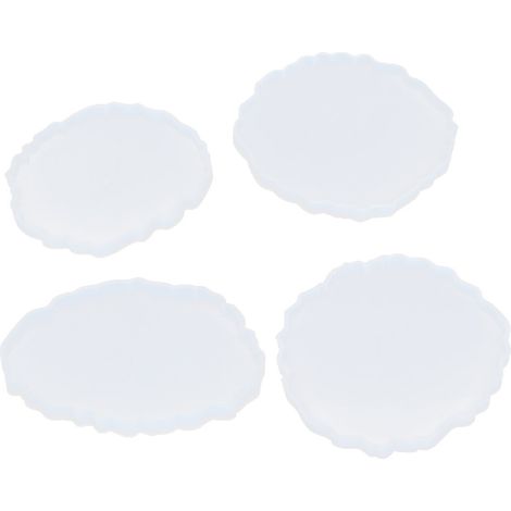 4 Moules en Silicone pour Dessous de Verre Résine - Kit DIY Vague, Miroir, Nuage pour Créations Époxy (1/5)