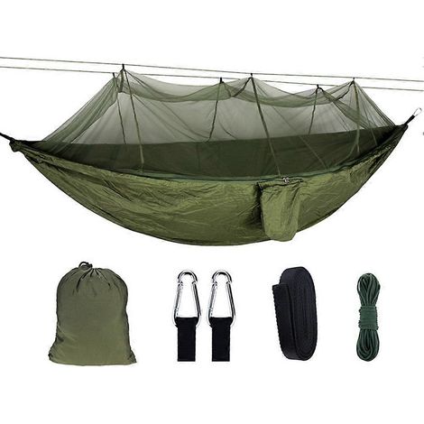 Hamac-tente de camping portable avec moustiquaire pour 2 personnes, lit suspendu en nylon 210T, style parachute, idéal pour la chasse.
