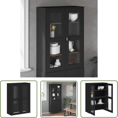 The Living Store Dessus pour buffet VIKEN noir bois d'ingénierie - Meuble Industriel - Buffet Design - Meuble Rangement - Dessus De Buffet - Commode Moderne