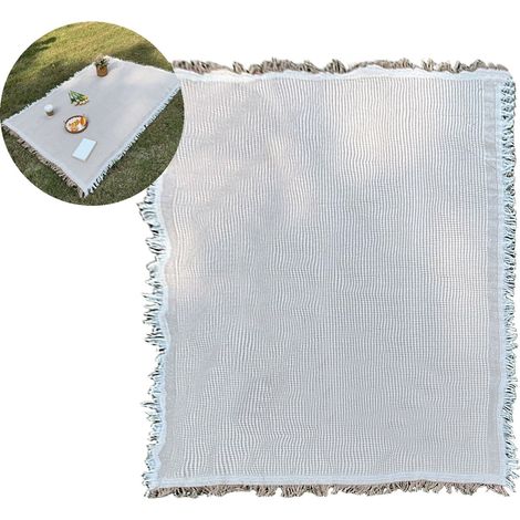 Paquete de dos mantas de picnic, esterillas impermeables para exteriores: mantas suaves a cuadros para playas, camping y parques. (1/4)