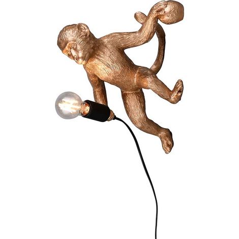Wandleuchte Wandlampe Deko Affenfigur gold H 36,5 cm