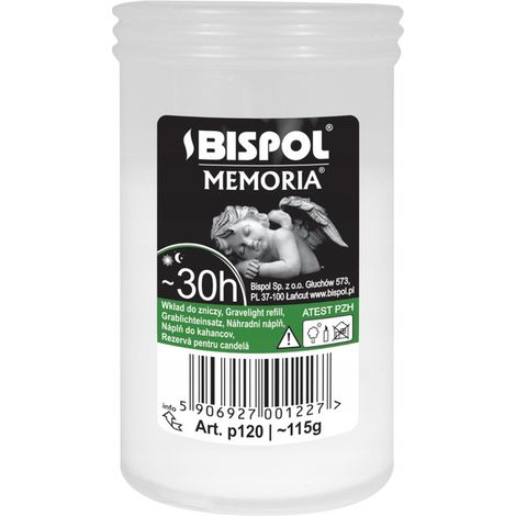 Inserto per candela in paraffina pressata bianca 30 ore