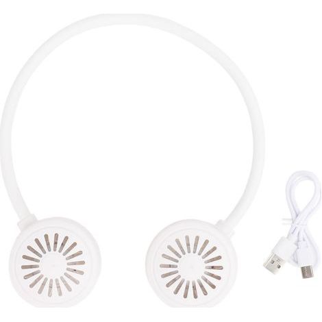 Portable bladeless neck fan, USB rechargeable, 360° rotation, white, 180 g (1/5)