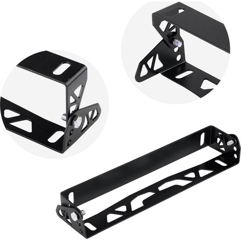 Cadre de plaque d'immatriculation aluminium réglable pour voiture, support de plaque de course noir, style universel, accessoire auto personnalisé (1/5)