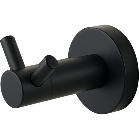 BALNEO - crochet porte-serviettes en acier inox noir - crochet de salle de bain QUBE inoxydable - patère murale pour salle de bain (1/3)