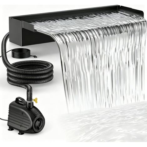 Biling Ensemble de cascade en acier inoxydable pour étang complet avec pompe à étang de 80W 4500L/H et lame de cascade de 60 cm pour étang de jardin, étang à carpes koï, étang flottant, jeu d'eau (1/5)