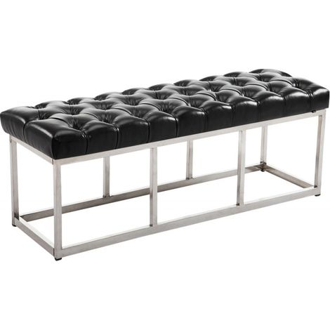 Sitzbank Amun Kunstleder Edelstahl schwarz 120 cm (1/5)