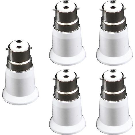 Lot de 5 adaptateurs de douille B22 vers E27, à baïonnette vers à vis, pour ampoule. (1/5)