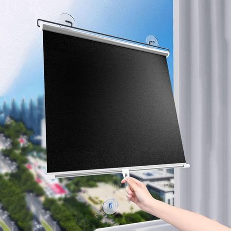 Retractable roller blind with black suction cups, no drilling required, for indoor use, 45 x 125 cm (1/5)