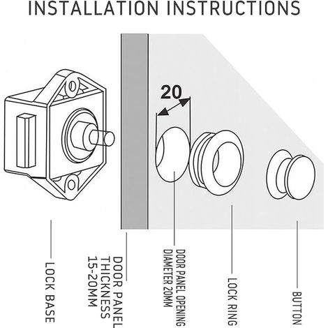 Keyless Push Button Latch, Furniture Door Lock, Button Latch Lock for RV Caravan Cupboard Furniture Thickness (White)