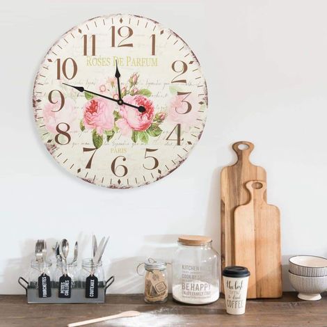 Reloj de pared vintage con flores 60 cm vidaXL