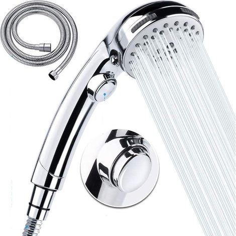 Pomme de douche à main avec tuyau -5 réglages de jet Pomme de douche amovible haute pression avec interrupteur marche/arrêt -(B)-Fei Yu (1/5)