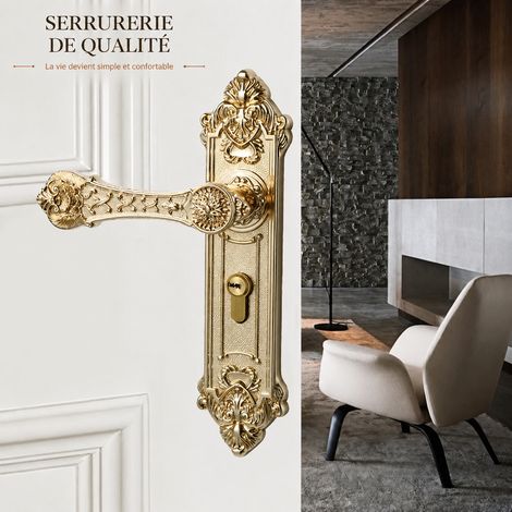 Serrure mécanique silencieuse à poignée, style européen rétro, pour porte intérieure en bois massif, avec roulement, 1,3 kg – Livraison gratuite (1/5)