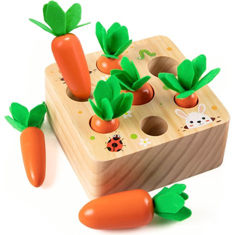 Jouets Montessori Bébés 1 2 3 Ans Jeux Montessori Enfants, Jouets en Bois, Jeu de Tri Récolte de Carottes, Parcours Motricité Fine Bébé Jouets Educatifs Garçons Filles Cadeaux d'anniversaire (1/5)