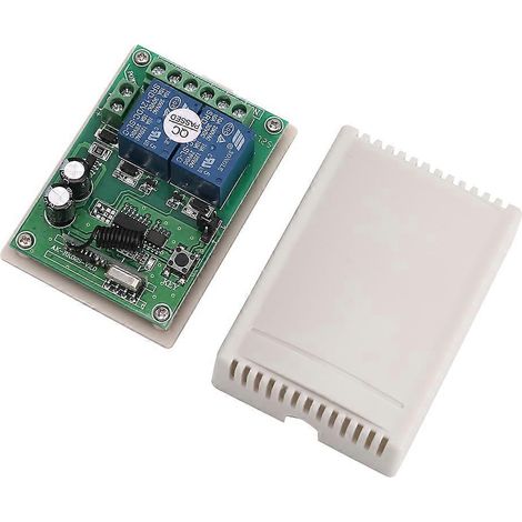 Module récepteur relais de commande à distance sans fil RF 433 MHz à 2 canaux 12 V CC pour porte de garage/portail électrique/rideau (1/5)