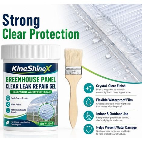 KineShineX transparent sealant for greenhouse polycarbonate sheets, PC solid sheets, crack repair, waterproofing and sealing. (1/4)
