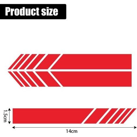 2 PCS Autocollant Réfléchissant pour Rétroviseur de Voiture, Bande Réfléchissante Personnalisée, Bande Latérale (Rouge) (1/4)