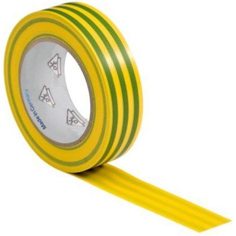 Cinta aislante de 19x0.15mm 20 M Verde-Amarillo (1/4)