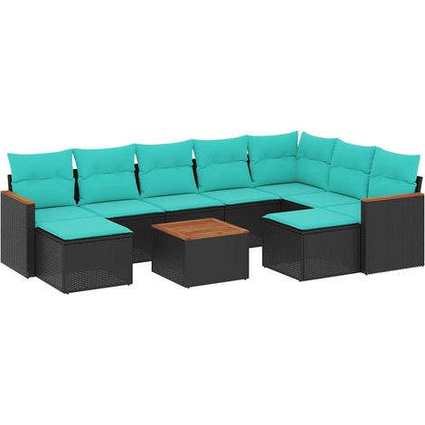 Maison Exclusive - 10-teiliges Gartensofa-Set mit Kissen, schwarz (1/5)