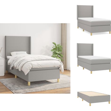 Boxspringbett mit Matratze Hellgrau 100x200 cm Stoff - Boxspringbett - Doppelbett - Bettenrahmen - Lattenrost - Matratze (1/5)