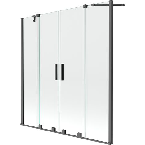 Mexen Velar Duo Badewannenwand 2-flügelig verschiebbar 140 x 150 cm, transparent, Gun Metal - 896-140-000-02-95 (1/2)