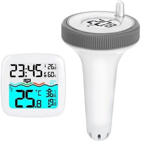 Thermomètre sans fil étanche IP67 pour piscine, spa, aquarium et étang à poissons – thermomètre flottant avec affichage numérique précis (1/4)