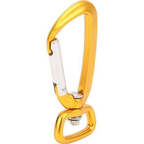 Mousqueton rotatif en alliage d'aluminium, anneau en D carré pour attacher la laisse de chien et cerf-volant extérieur, couleur jaune doré (1/5)