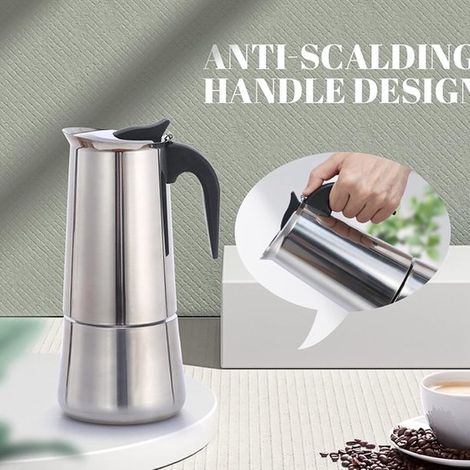 Cafetière électrique Allecto de type Moka, idéale pour la maison et le camping, 600 ml, en acier inoxydable, pour les amateurs de café, design moderne (1/5)