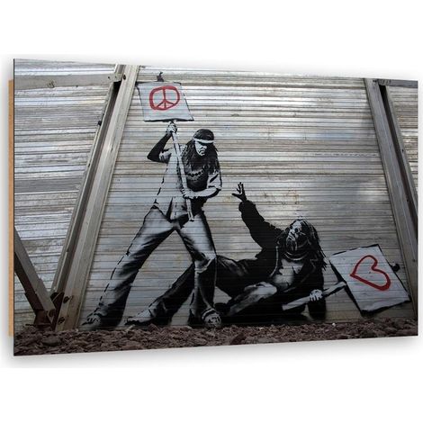Quadro deco panel, Lotta alla pace con l'amore murale Banksy - 60x40 (1/5)