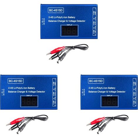 3X BC-4S15D Lipo Li-Ion Akku-Balancer-Ladegerät mit Spannungsanzeige und LCD-Digitalanzeige für RC-Akkus
