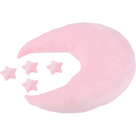 Coussin lune en velours, accessoire de photographie pour nouveau-né, étoiles pour les poses, studio photo, rose (1/5)
