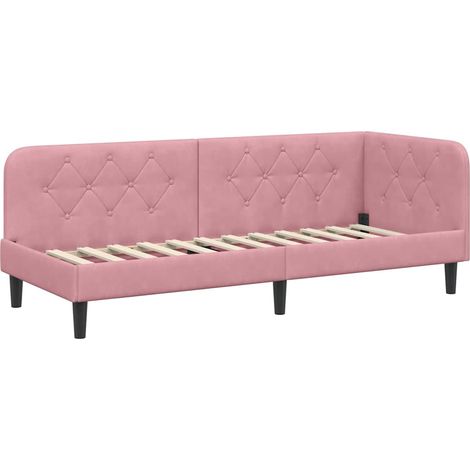 Maison Exclusive - Cornice del letto ad angolo Rosa 80 x 200 cm Velluto
